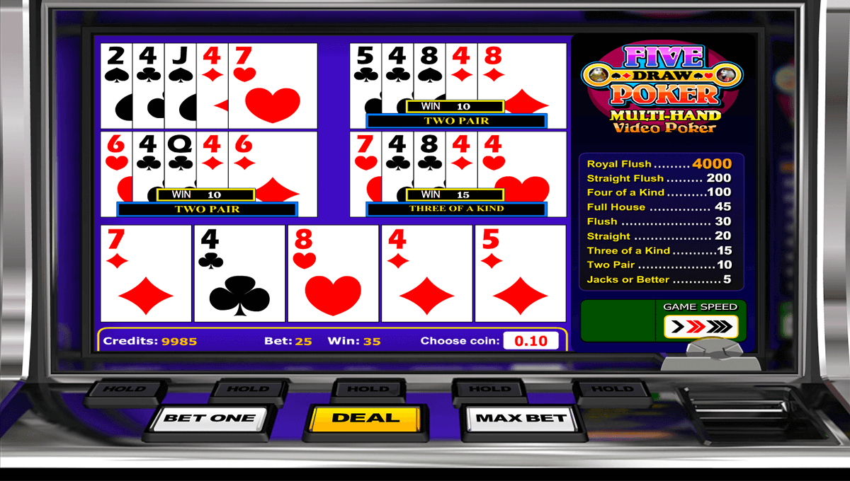 Five play draw poker play 5 video poker games at once